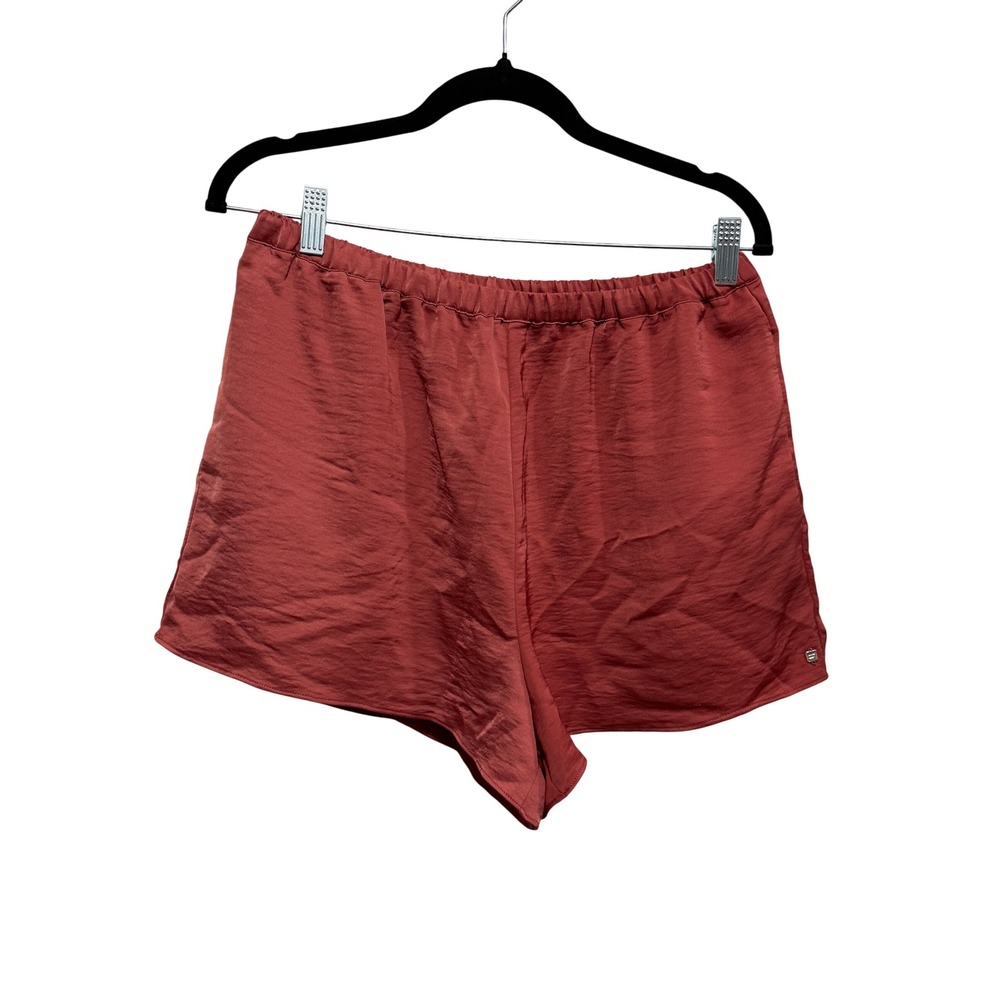 Fabletics Womens XL Rust Terracotta Satin Elastic Waist Relaxed Shorts SO2252074